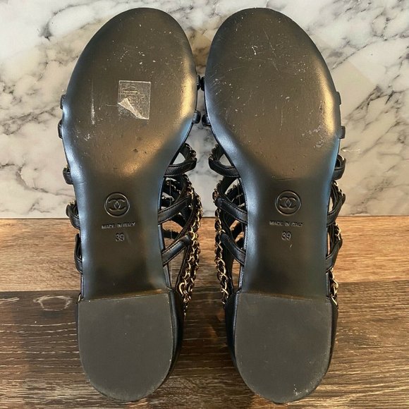 CHANEL 18 SS Leather Gold Chain Gladiator Sandals - Picture 6 of 12